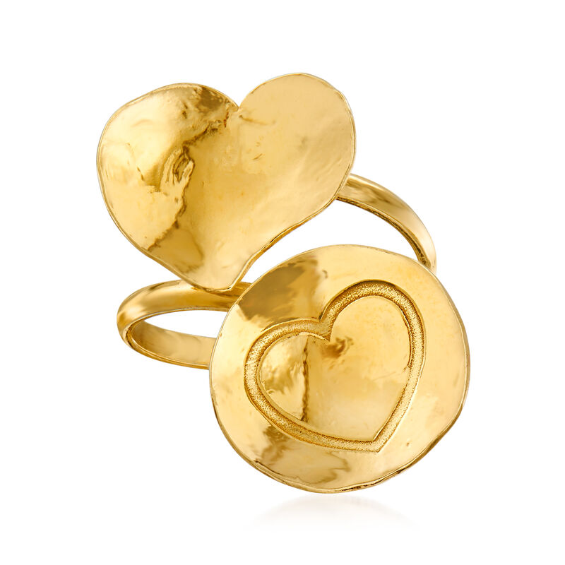 Italian 18kt Gold Over Sterling Heart Bypass Ring image number 0