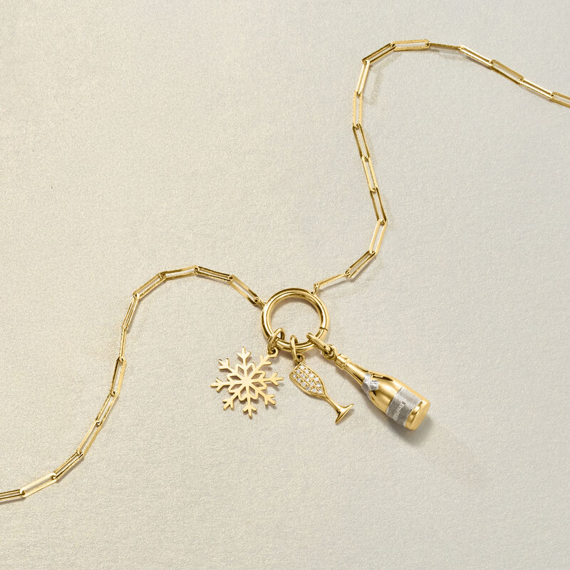 Italian 14kt Yellow Gold Snowflake Charm image number 3