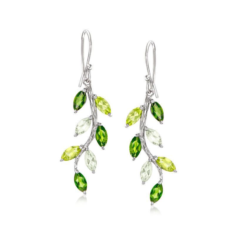 3.50 ct. t.w. Multi-Gemstone Vine Drop Earrings in Sterling Silver  image number 0