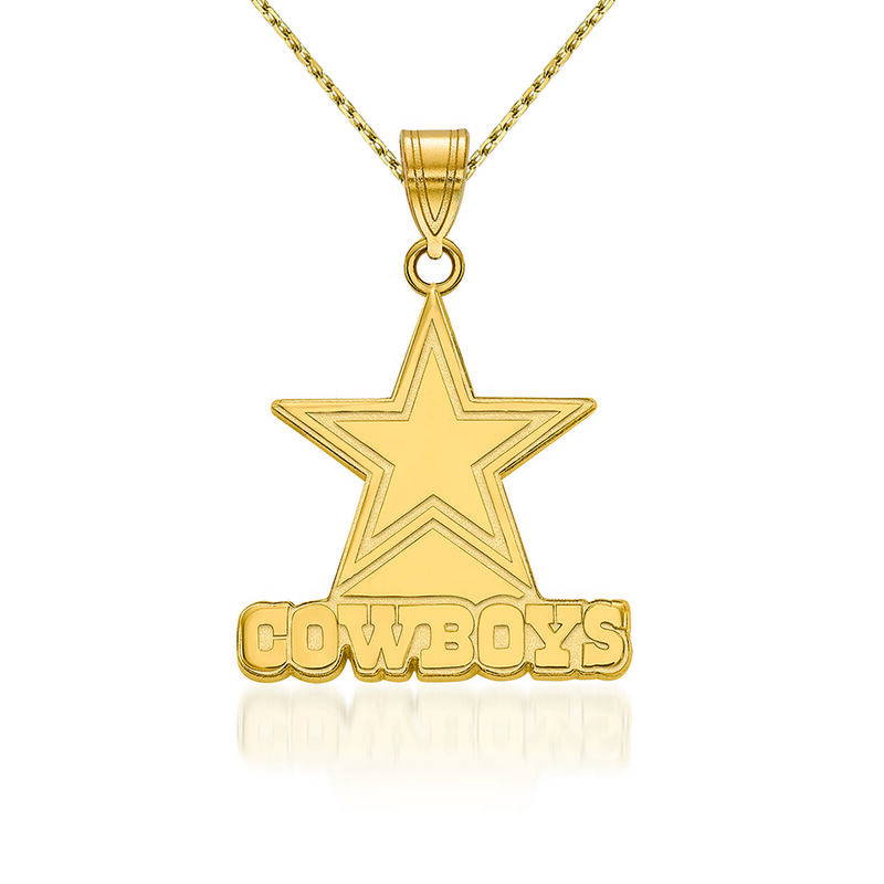 14kt Yellow Gold NFL Dallas Cowboys Pendant Necklace. 18&quot; image number 0