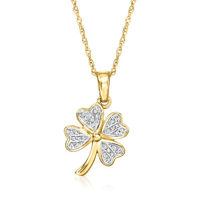 Diamond Clover Pendant Necklace in 14kt Yellow Gold