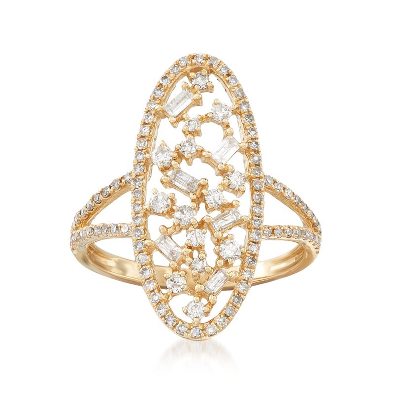 .69 ct. t.w. Diamond Open Oval Ring in 14kt Yellow Gold image number 0