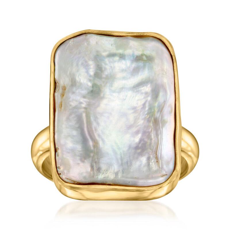 14x18mm Cultured Pearl Ring in 18kt Gold Over Sterling image number 0