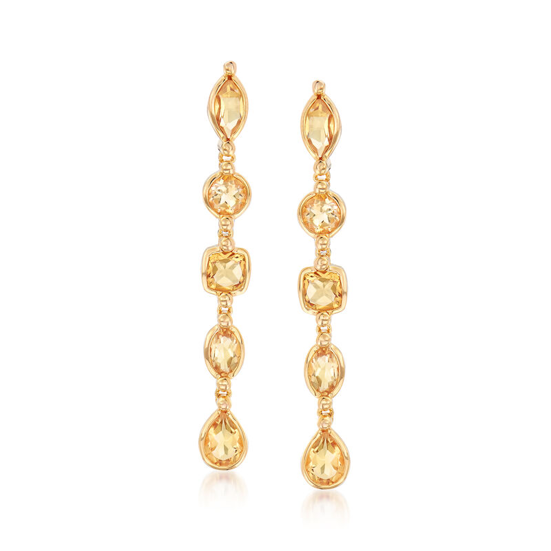 4.10 ct. t.w. Citrine Drop Earrings in 18kt Yellow Gold Over Sterling Silver image number 0