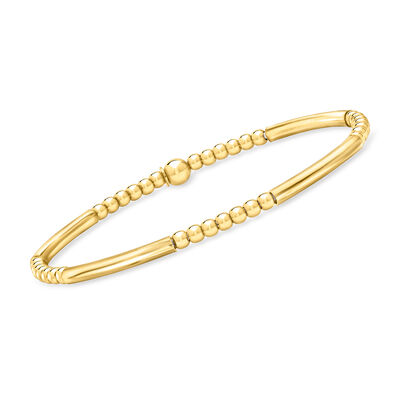 Italian 18kt Gold Over Sterling Round and Tube Bead Stretch Bracelet