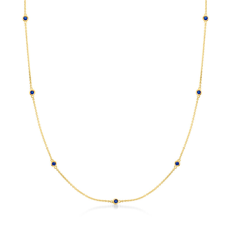 .20 ct. t.w. Sapphire Station Necklace in 14kt Yellow Gold. 18&quot; image number 1