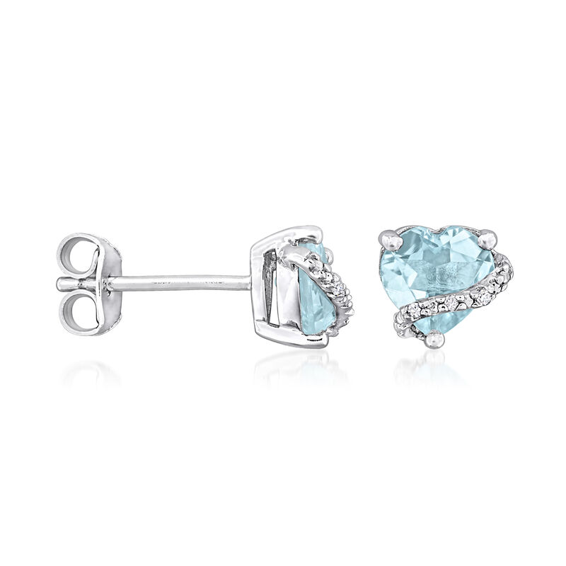 2.00 ct. t.w. Sky Blue Topaz Heart Earrings with Diamond Accents in Sterling Silver image number 1