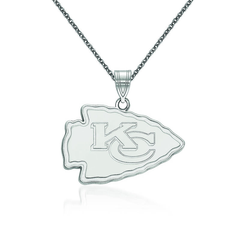 14kt White Gold NFL Kansas City Chiefs Pendant Necklace. 18&quot; image number 0