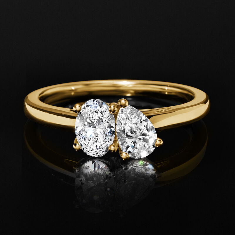 1.00 ct. t.w. Lab-Grown Diamond Toi et Moi Ring in 18kt Gold Over Sterling image number 3
