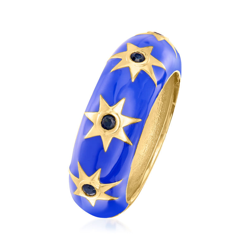.20 ct. t.w. Sapphire and Blue Enamel Star Ring in 18kt Gold Over Sterling image number 2