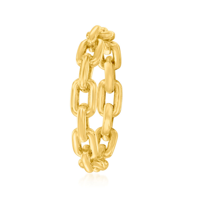 18kt Gold Over Sterling Jewelry Set: Paper Clip Link Hoop Earrings and Ring image number 5