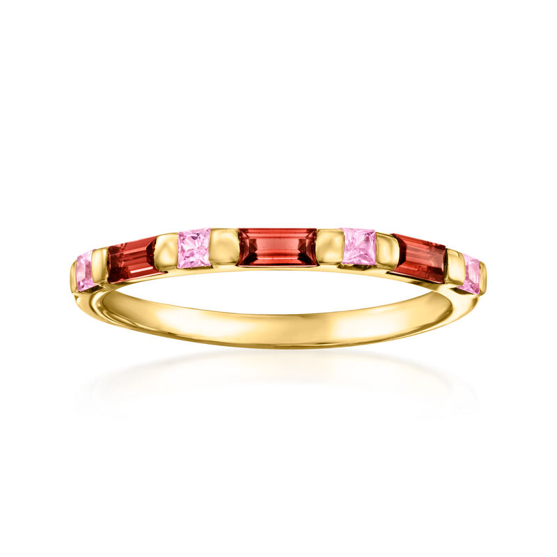 .40 ct. t.w. Garnet and .20 ct. t.w. Pink Sapphire Ring in 14k Yellow Gold image number 0