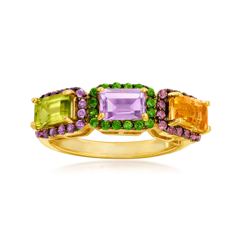 2.10 ct. t.w. Multi-Gemstone Ring in 18kt Gold Over Sterling image number 0