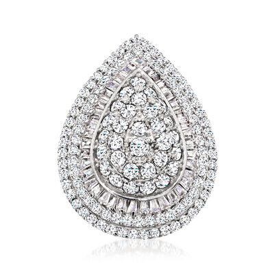 4.00 ct. t.w. Round and Baguette CZ Ring in Sterling Silver