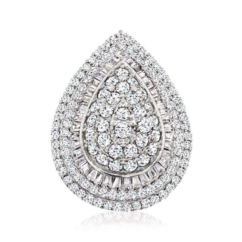4.00 ct. t.w. Round and Baguette CZ Ring in Sterling Silver image number 0