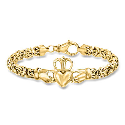 18kt Gold Over Sterling Claddagh Byzantine Bracelet
