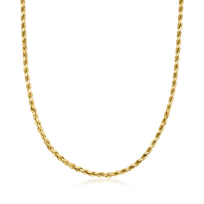 C. 1990 Vintage 2mm 14kt Yellow Gold Rope-Chain Necklace