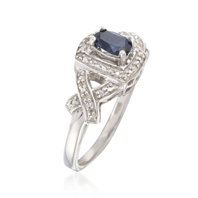 .60 Carat Sapphire Ring with Diamonds in Sterling Silver image number 1