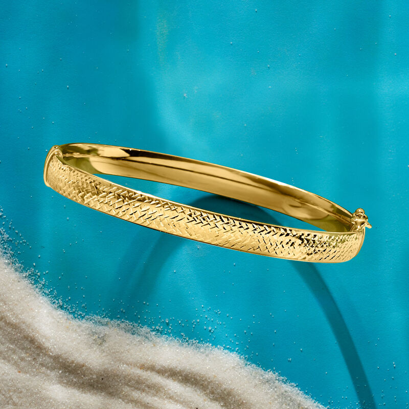 Italian 18kt Yellow Gold Diamond-Cut Bangle Bracelet image number 2