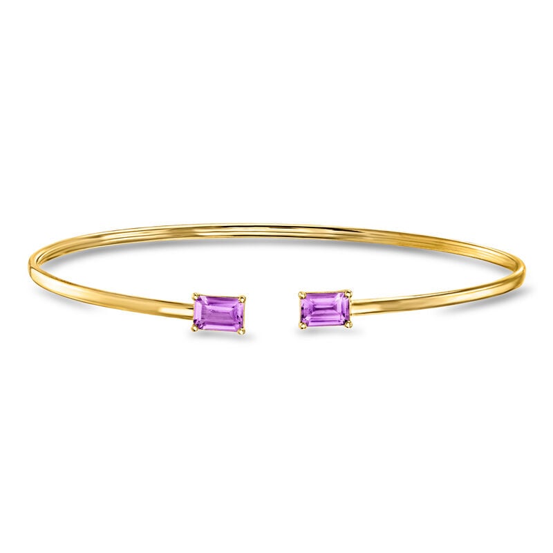 Italian 1.10 ct. t.w. Amethyst Cuff Bracelet in 14kt Yellow Gold. 7.5" image number 0