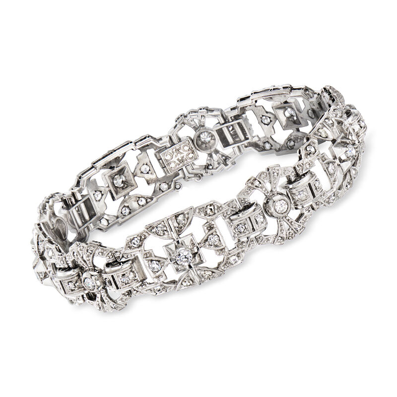 C. 1950 Vintage 3.35 ct. t.w. Diamond Bracelet in Platinum. 7&quot; image number 0