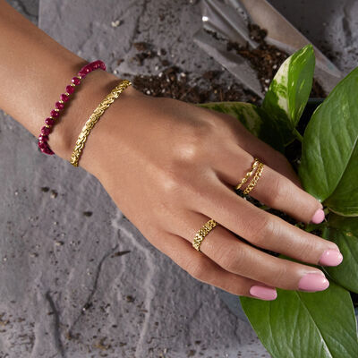 25.00 ct. t.w. Ruby Bead Bracelet in 10kt Yellow Gold