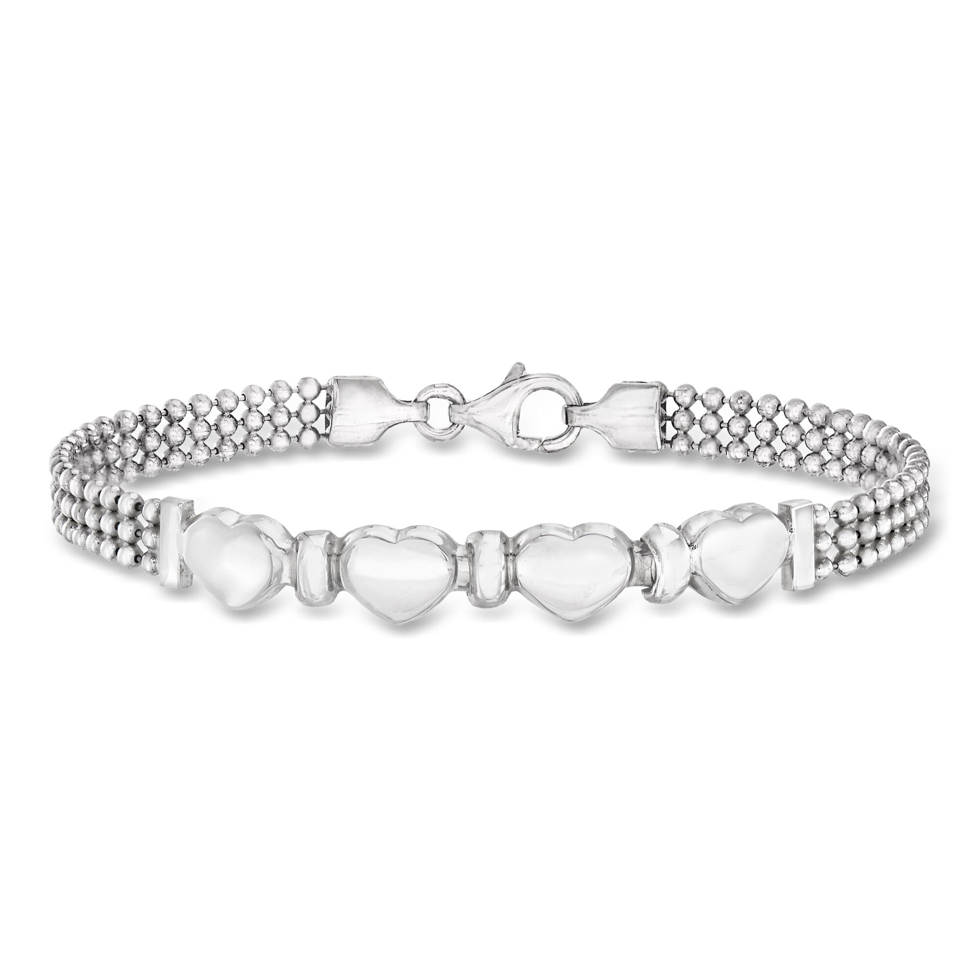 Italian Sterling Silver Heart Beaded Bracelet | Ross Simons