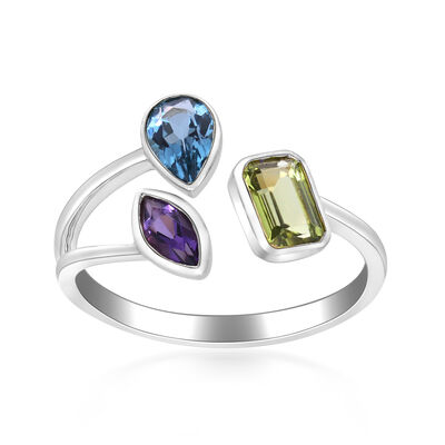 1.10 ct. t.w. Multi-Gemstone Ring in Sterling Silver