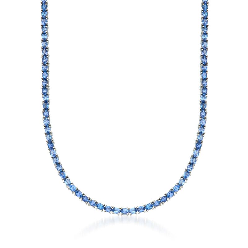 19.80 ct. t.w. Tanzanite Tennis Necklace in Sterling Silver image number 0