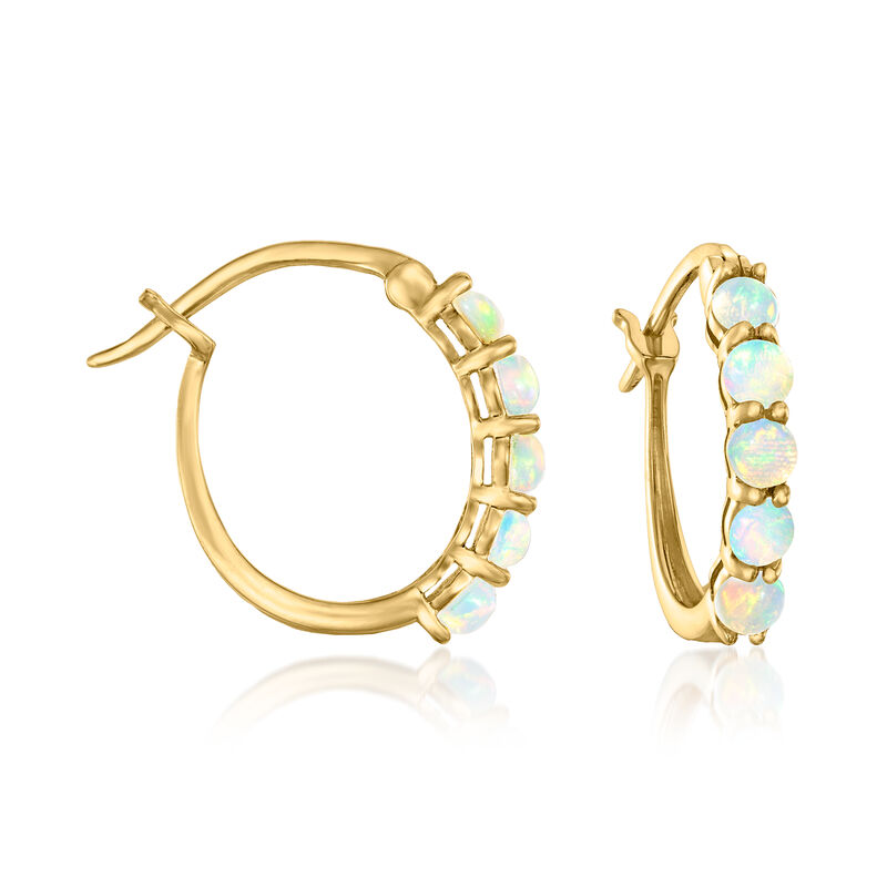 Opal Hoop Earrings in 18kt Gold Over Sterling. 1&quot; image number 0