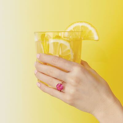 8.25 Carat Pink Topaz Twisted Ring in 14kt Yellow Gold