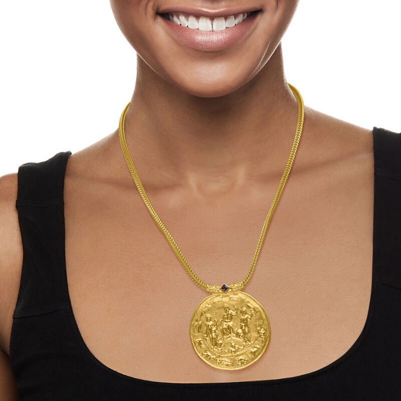 Italian Tagliamonte .20 Carat Amethyst Cameo-Style Pendant Necklace in 18kt Gold Over Sterling image number 1