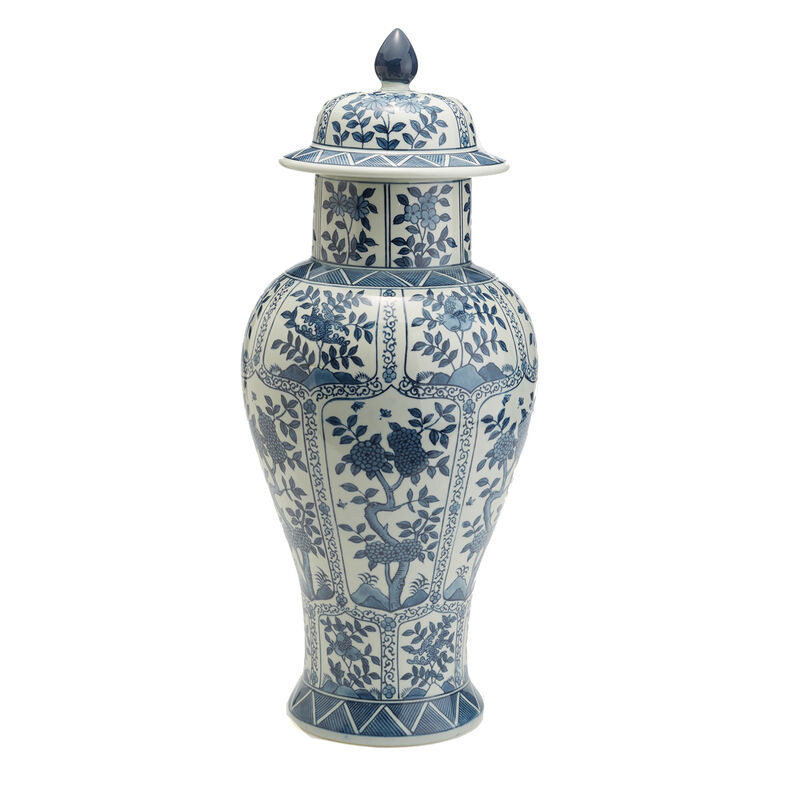 Blue and White Porcelain Floral Chrysanthemum Temple Jar  image number 2