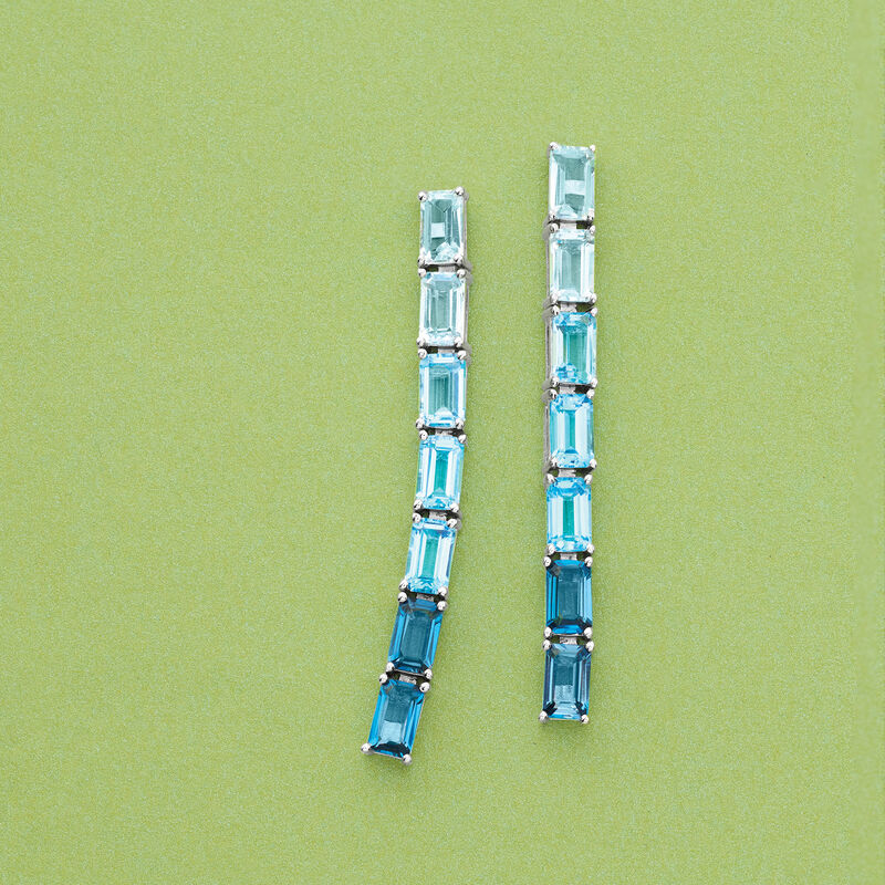 4.00 ct. t.w. Sky, Swiss and London Blue Topaz Ombre Drop Earrings in Sterling Silver image number 2