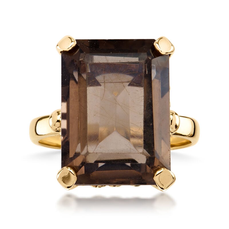 C. 1970 Vintage 10.50 Carat Smoky Quartz Ring in 10kt Yellow Gold. Size 6.5 image number 0