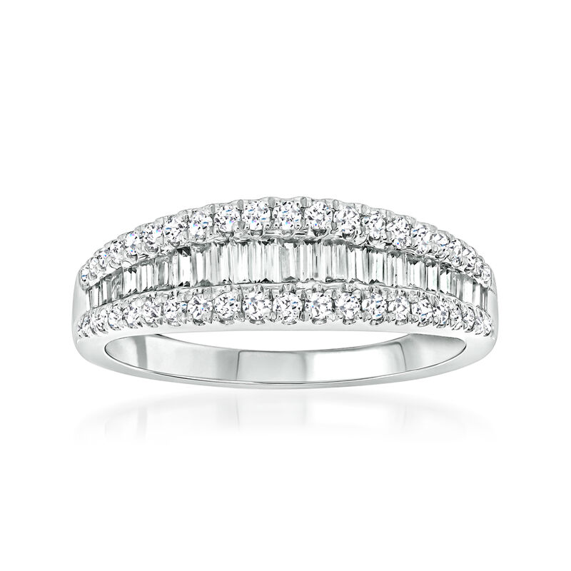 .50 ct. t.w. Baguette and Round Diamond Ring in 14kt White Gold. Size 6 image number 0