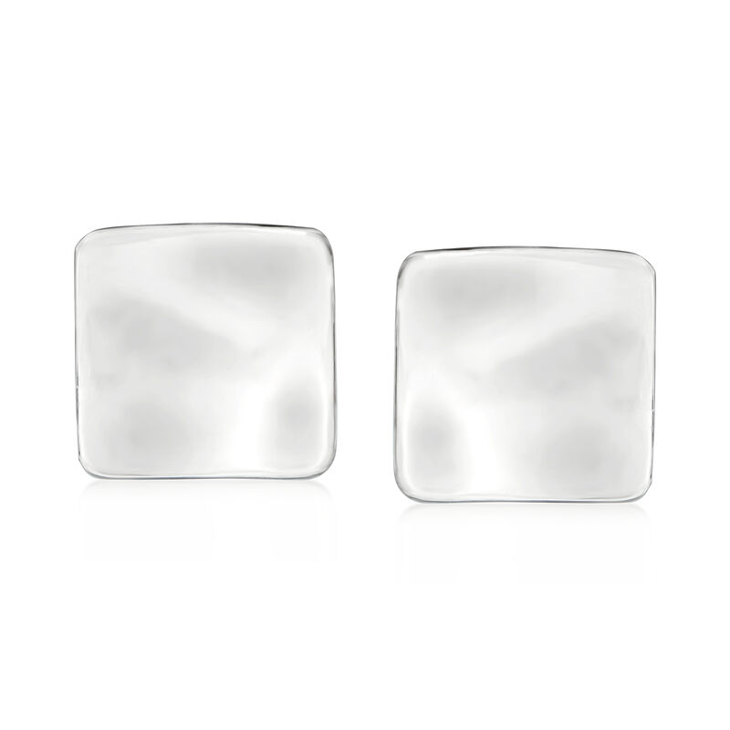 Zina Sterling Silver "Contemporary" Concave Square Clip-On Earrings image number 0