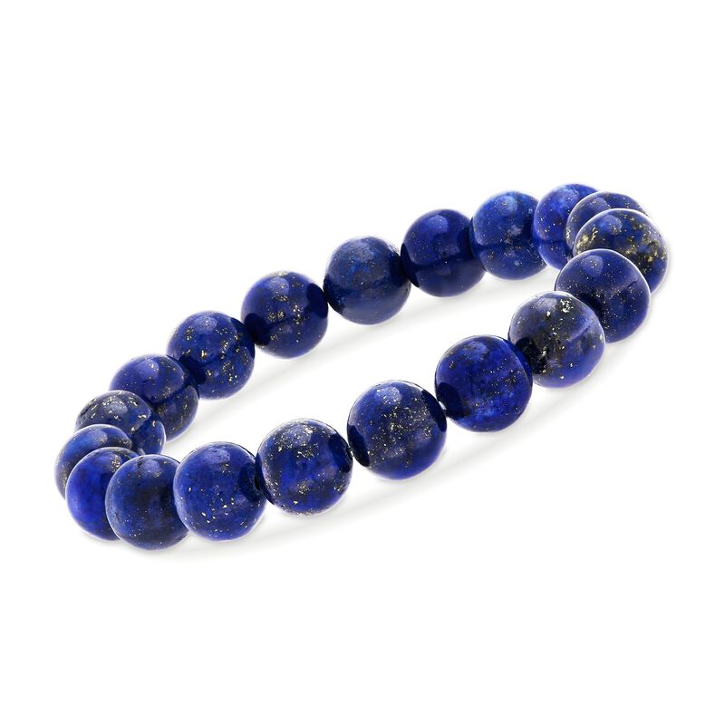 10-10.5mm Blue Lapis Bead Jewelry Set: Necklace, Bracelet and Drop Earrings in Sterling. 18.25&quot; image number 4