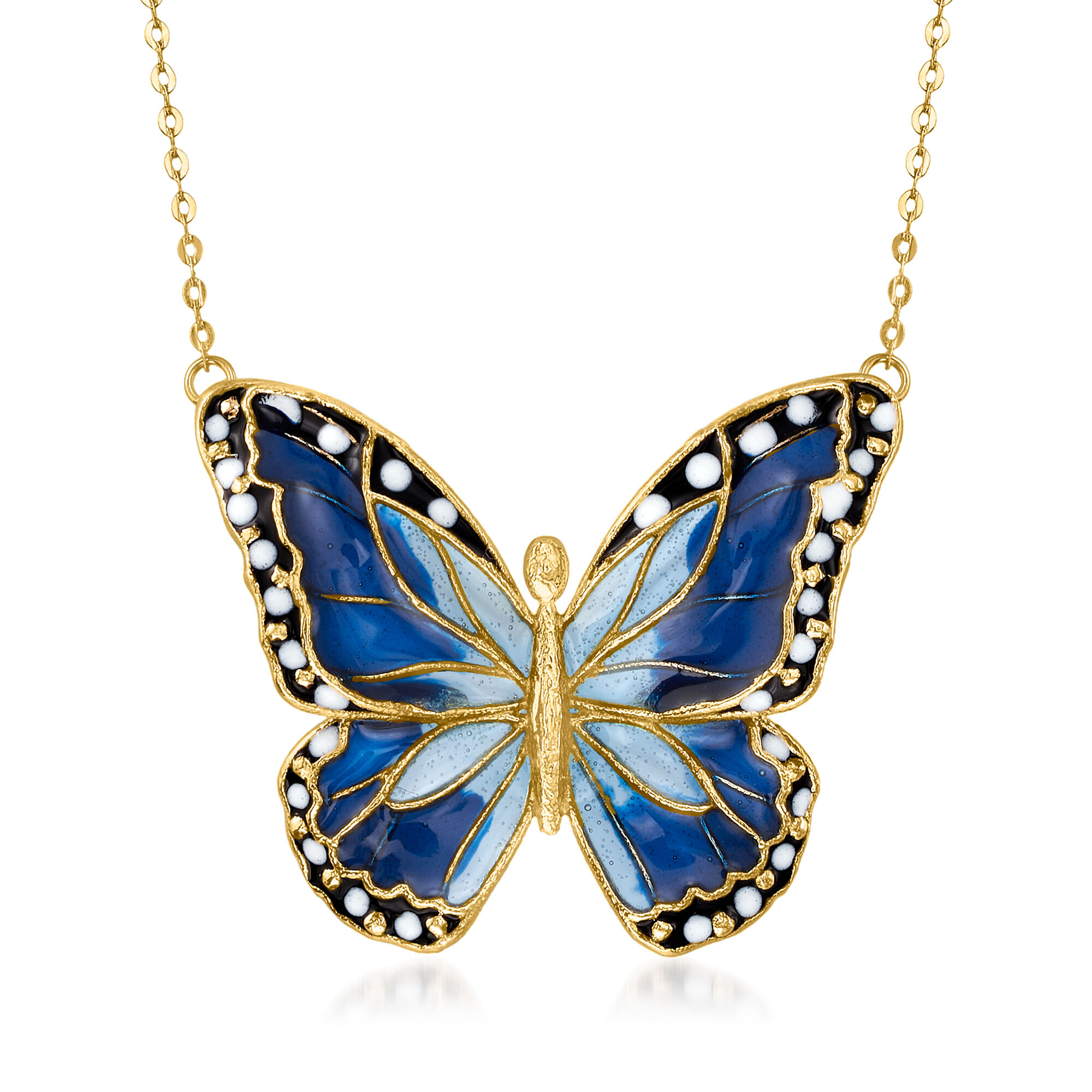 am♡ Italian Multicolored Enamel Butterfly Necklace in 14kt