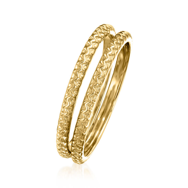 18kt Gold Over Sterling Jewelry Set: Two Zigzag Rings image number 2