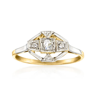 C. 1920 Vintage Diamond Three-Stone Ring in 18kt Two-Tone Gold