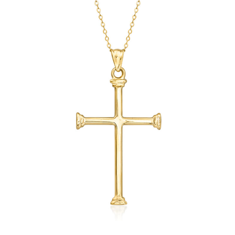 C. 2000 Vintage 10kt Yellow Gold Cross Pendant Necklace. 18" image number 0