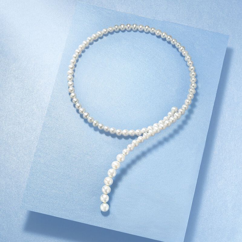 6-8mm Cultured Pearl Coiled Choker Necklace image number 4