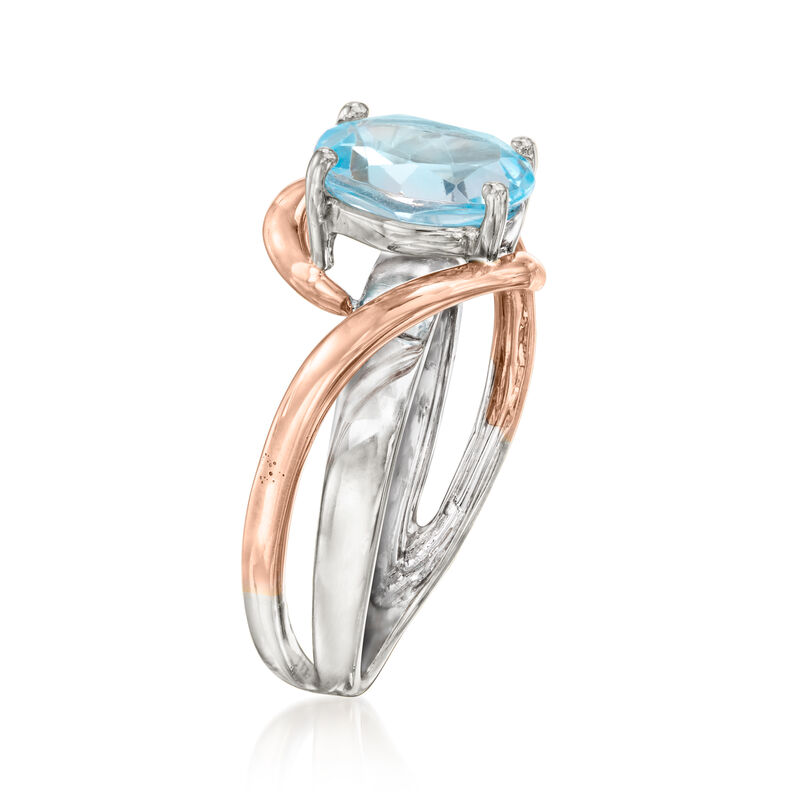 C. 2000 Vintage 2.20 Carat Sky Blue Topaz Ring in 14kt Two-Tone Gold image number 2