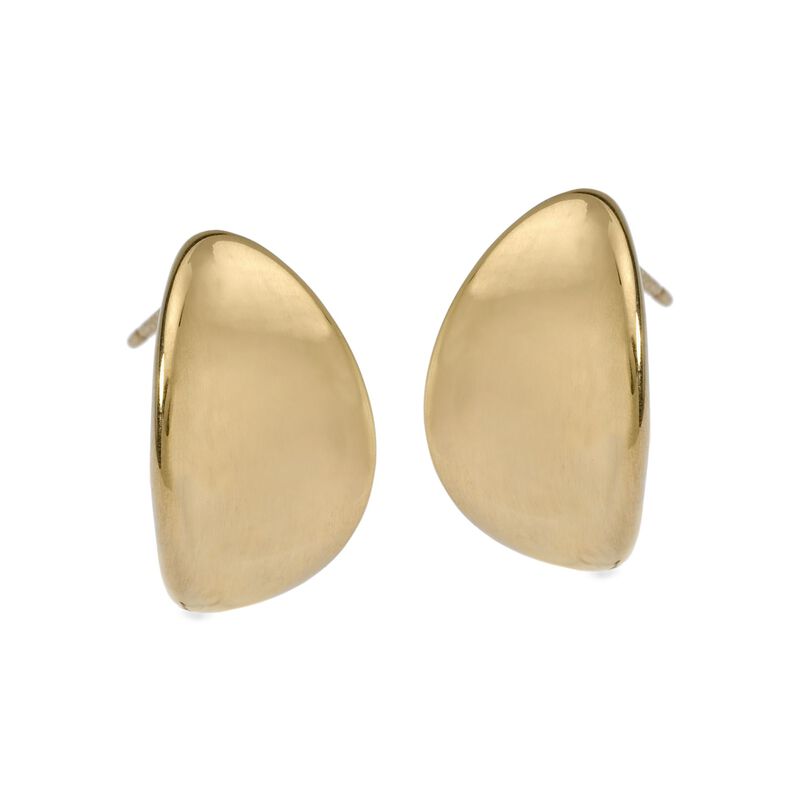 14kt Yellow Gold Curved Teardrop Button Earrings image number 2