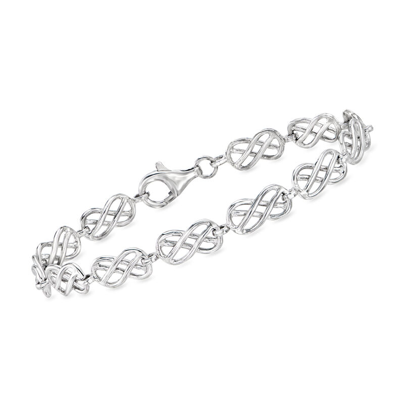 Sterling Silver Celtic Knot and Infinity Station Bracelet. 8&quot; image number 0