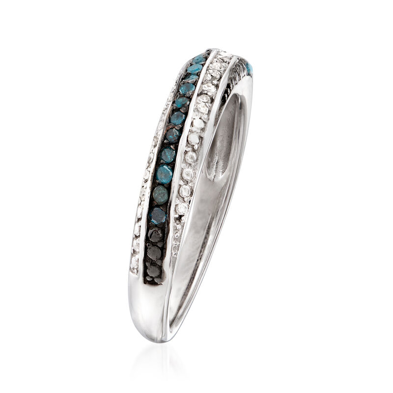 .18 ct. t.w. Blue and White Diamond Ring in Sterling Silver image number 2
