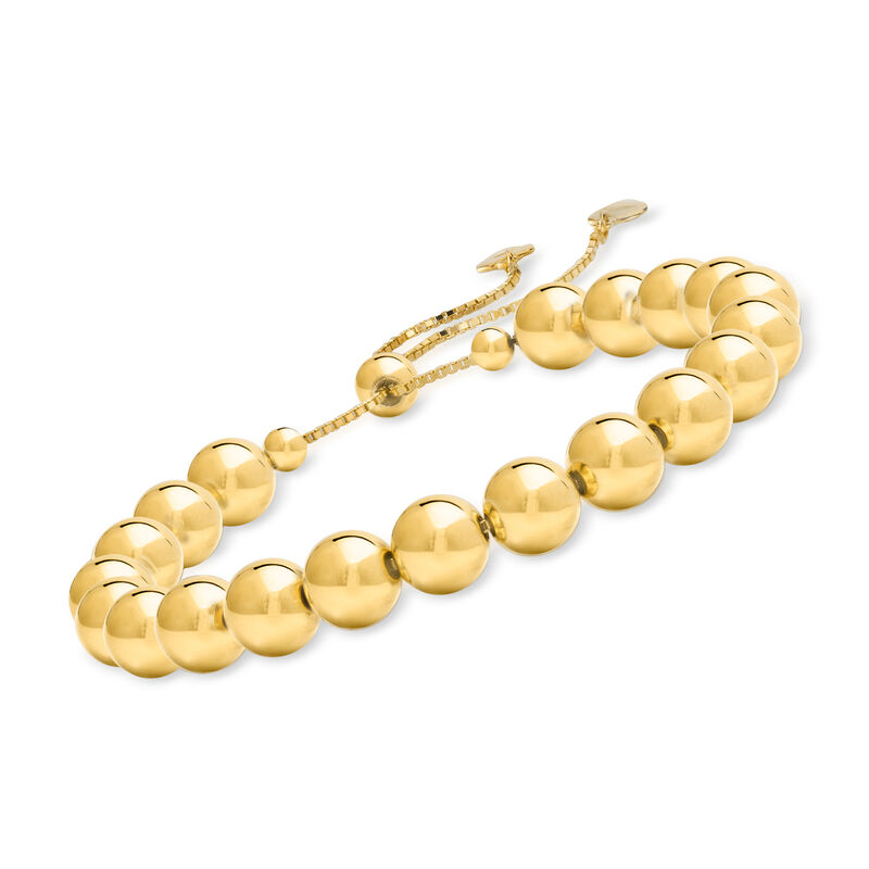 8mm Italian 18kt Gold Over Sterling Bead Bolo Bracelet image number 0