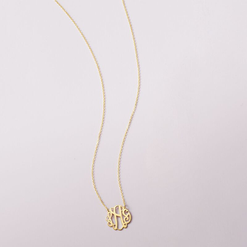 14kt Yellow Gold Petite Script Monogram Necklace image number 4