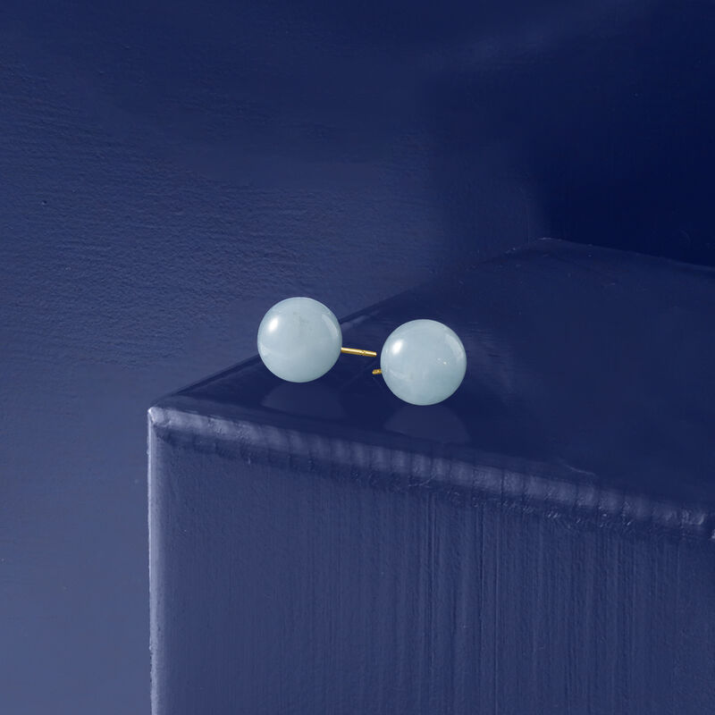 13.00 ct. t.w. Aquamarine Stud Earrings in 14kt Yellow Gold image number 2